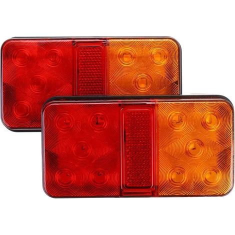 Set of 2 12V LED Tail Lights – 10 LEDs per light – Brake lights and indicators – Waterproof and shockproof ABS plastic (1/5)