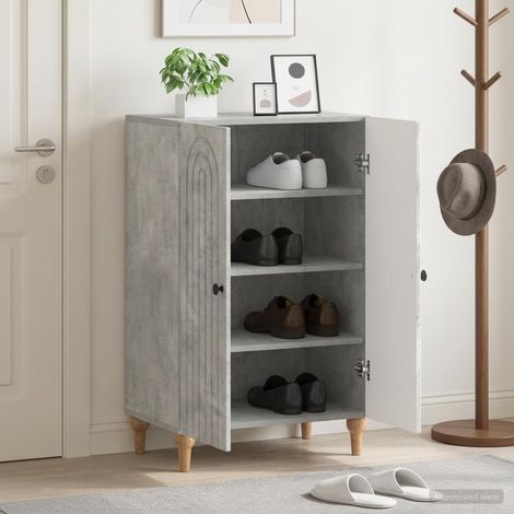 Beyamis Meuble à chaussures 59,5 x 39,5 x 90 cm Gris béton (1/5)