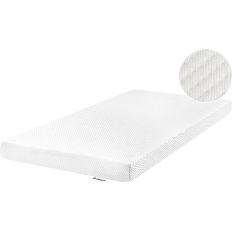 Colchón de espuma para cuna de bebé 70 x 130 cm funda de poliéster con cremallera relleno suave blanco Cuddly (1/5)