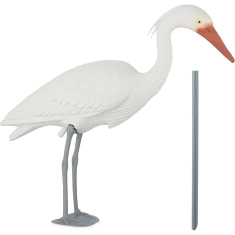 Señuelo de garza para proteger estanques: plástico blanco y duradero