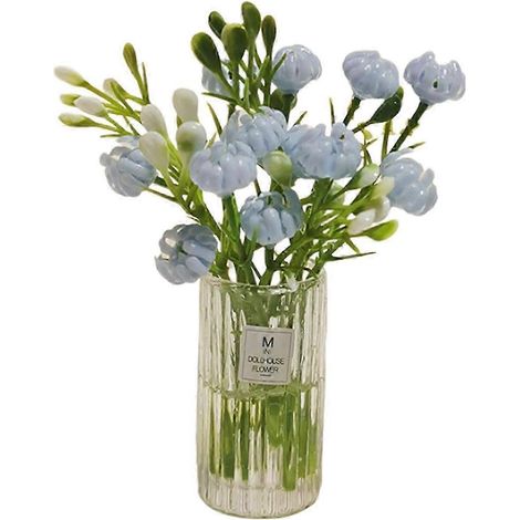 Fleurs miniatures pour maison de poupée avec vase, échelle 1:6 ou 1:12. Accessoires pour bouquets de maison de poupée. Mini composition florale.-Blue (1/5)
