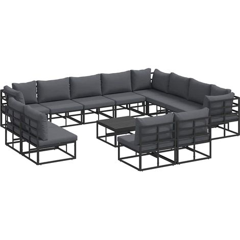 Maison Exclusive - Set Divano da Giardino con cuscino 13 pcs Nero Alluminio