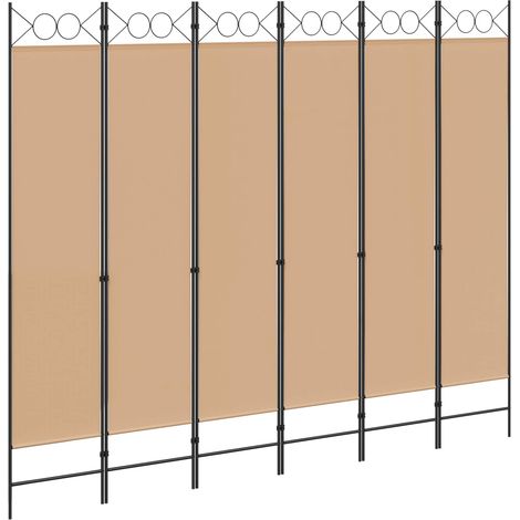 6-Panel Room Divider Beige 240 x 200 cm Fabric vidaXL