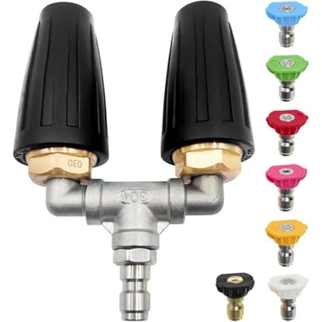 Buse de pulvérisation turbo 4000 psi, double pointe 6,35 mm, connecteur rapide 3.0, buse turbo haute pression, pulvérisateur rotatif pour nettoyer les surfaces en brique, béton, vinyle (avec 7 embouts (1/5)