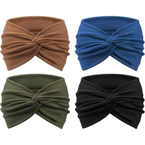 4er-Pack breite Retro-Stirnbänder und -Schals für Damen, süße geknotete Stirnband-Accessoires (1/5)