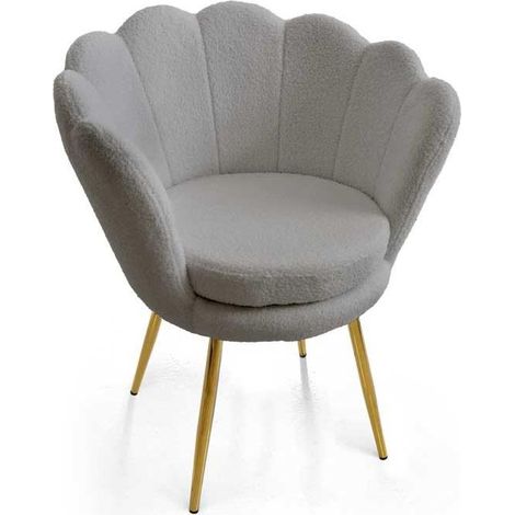 Poltrona imbottita in tessuto teddy cm 69x60x80h