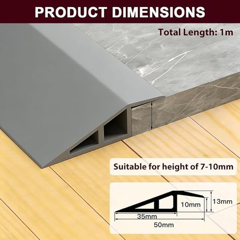 Self Adhesive Door Threshold Strip PVC Floor Level Leveling Tape for Threshold Height 7mm10mm Transition Strip for Floor Gray