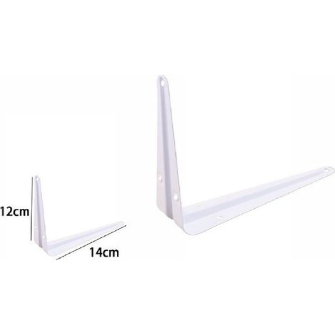 Trade Shop - 2pz Reggimensola Supporto Staffa Triangolare Mensola Metallo 12x14cm Bianca 07908 -