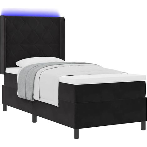 Maison Exclusive - Lit à ressorts avec bandes LED Noir 100 x 200 cm Velours