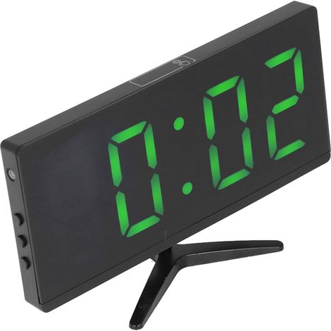 Réveil numérique avec veilleuse LED, design miroir unique, horloge électronique intelligente alimentée par USB