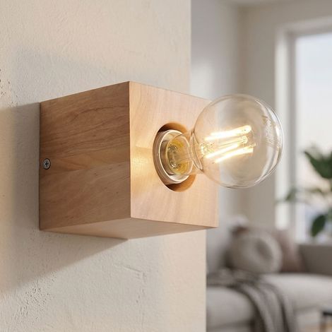 Lampada da parete Ariz legno naturale 10x10x10cm Sollux (1/5)