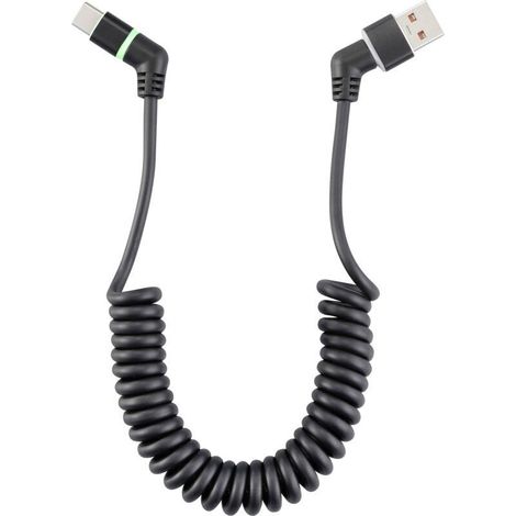 Câble USB USB 2.0 USB-A mâle, USB-C® mâle 1.50 m noir Contacts enfichables orientables à 360°, câble spiralé RF-6713690 Y386133 (1/4)
