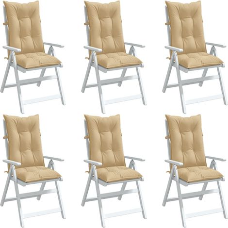 Cojines silla respaldo alto 6 uds tela beige melange 120x50x7cm