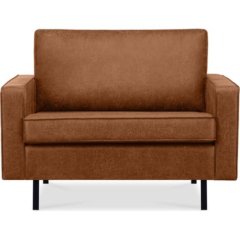 KONSIMO INVIA Großer Loft-Sessel aus Leder und Mikrofaser, cognac (1/5)