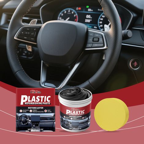 Autopflegecreme für Kunststoff-Glanz, Autopflegecreme für schwarzen Kunststoff-Glanz im Innenraum – 100 g  1 + Schwamm  1 -- BIEMMEDUE (1/5)