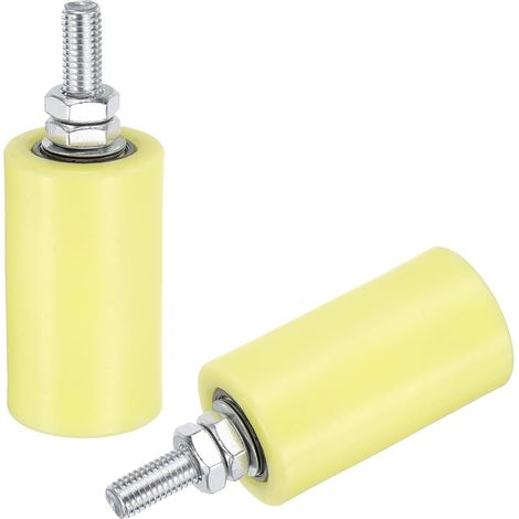 2pcs Galet Guide pour Portail Coulissant 40x70mm, M10 Roulette Nylon Guide au Sol pour Porte Grange Coulissante, Roue Universel avec Roulement à Billes Scellé pour Portail, Jaune (1/5)