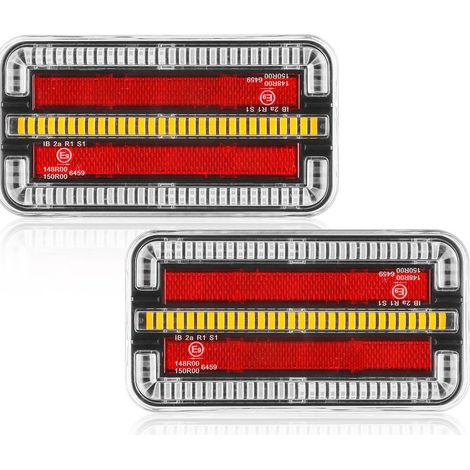 2x Feux de Remorque Led 12/24V 4Fonctions Feu Arrière RemorqueÉclairage Remorque Etanche (1/5)