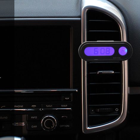 Beleuchtete Auto-Armaturenbrettuhr mit Temperaturanzeige, elektronische Uhr für das Armaturenbrett im Auto (1/5)