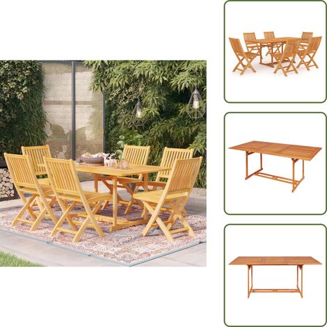 The Living Store Ensemble à manger de jardin 7 pcs Bois de teck massif - Table de jardin en teck (1/5)