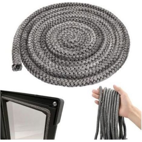 Joint haute température - Fibre de verre élastique Résiste jusqu'à 600°C - Inserts et poêles à bois - 12mm x 2 5m (1/5)