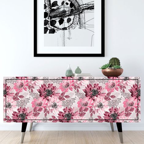 Stickers meuble - Fleurs - 20 x 60 cm - Adhésif BRILLANT (1/3)