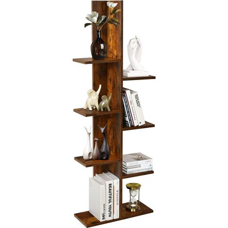 COSTWAY Scaffale in Legno per Libri, 6 Livelli, Libreria da Terra multiuso per Soggirno Ufficio Balcone, Ideale per per Soggirno Ufficio Balcone, 50 x 20 x 141,5 cm (Marrone) (1/5)
