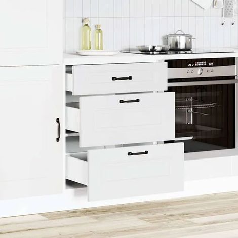Armoires de Cuisine Blanches en Bois d'Ingénierie – Meubles de Rangement Modernes et Durables pour la Maison (1/5)