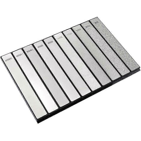 Lot de 10 pierres à aiguiser diamantées pour couteaux à tranchant fin, grains 80, 120, 200, 400, 500, 600, 800, 1000 et 1500 (1/5)