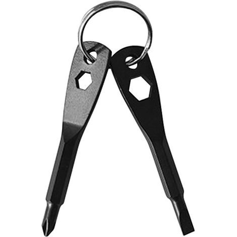 Porteclés portable multifonction 4 en 1 avec tournevis cruciforme, clé plate et hexagonale, cadeau pour homme, bricoleur, électricien, homme Noir,une pièce,Fonepro (1/5)