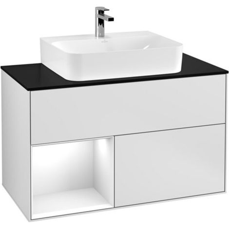 V&B Waschtischunterschrank Wandbeleuchtung Finion 100, Pl b m, Rg l glo wh. Lac, wh. m Lac (1/2)