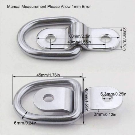 Anneaux d'arrimage - 8pcs D, forgés, avec 16 vis, pour camion/remorque - anneaux Étiquette (1/4)