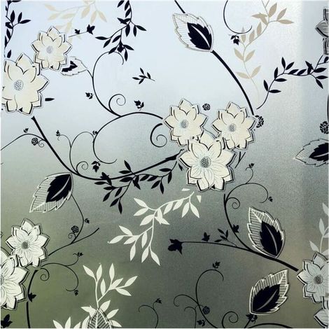Film Fenetre Anti Regard Occultant, Fleur Film Electrostatique Vitre, 44.5x200CM (1/4)