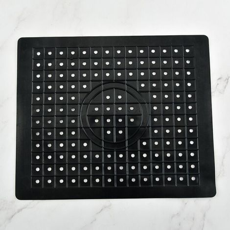 Set of 2 black kitchen sink protector mats, made of durable, non-slip rubber, easy to clean and cut-resistant.