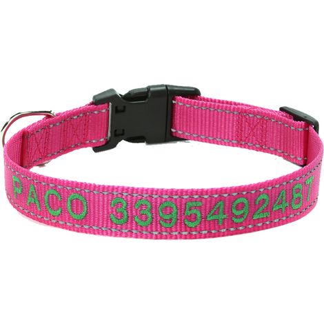 Collier d'identification personnalisé pour chien, brodé avec le nom de l'animal et numéro de téléphone, ajustable et résistant pour tous types de chiens (1/5)