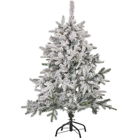 Albero di Natale Artificiale Bianco Innevato con Base in Metallo 120 cm Tomichi