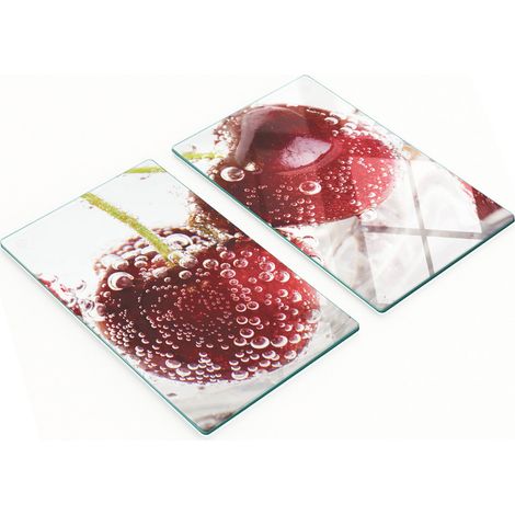 Tablas de cortar de cristal para cocina con estampado de burbujas de cereza, 2 x 30 x 52 cm.
