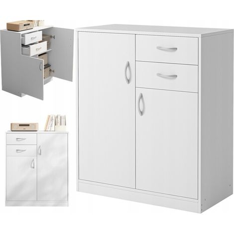 Moderne Kommode mit Schubladen und Regalen Loft weiß Regal Schrank Tür 74 cm (1/5)