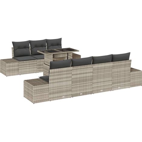 Maison Exclusive - Gartensofa-set mit Kissen 8 pcs Hellgrau und D