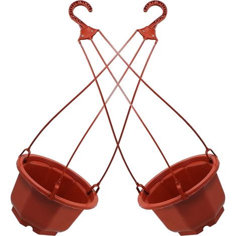 SHINEOFI Pots de fleurs suspendus en plastique pour l'extérieur, lot 2 ronds (1/5)