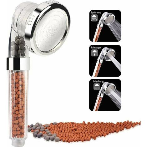 Pommeau Douche, Sooair Pommeau de Douche Filtrant à Trois Mode, Douchette Anti Calcaire, Douche Economiseur d'eau Haute Pression pour de salle de bain