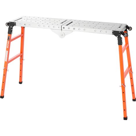 VEVOR Mesa de Soldadura Plegable 500 kg 1397 x 355,6 mm con Ruedas de Acero, con Altura Ajustable de 711-1092 mm, 5 Posiciones, Orificios de 14 mm y 12 Ranuras para Herramientas para Taller y Garaje (1/5)