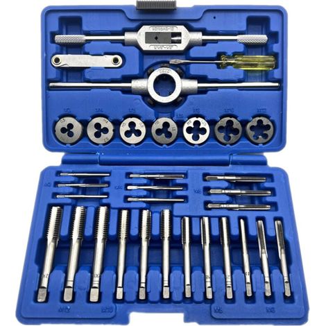 32 pcs Tap and Die Set Metric Wrench Cut Cut M3-M12 Moix de filetage à main Tungstten Carbure de filetage en carbure de fabrication de filetage (1/4)