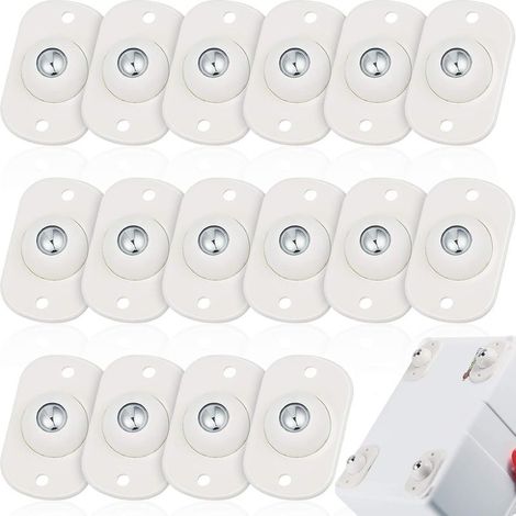 Set mit 16 universellen, selbstklebenden Lenkrollen für die Küche (weiß mit 1 Stahlkugel)
