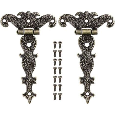 2 x Charnières en Bronze Rétro Charnière Meubles en Alliage de Zinc avec Vis pour Boîtes à Bijoux Portes Placards (1/5)