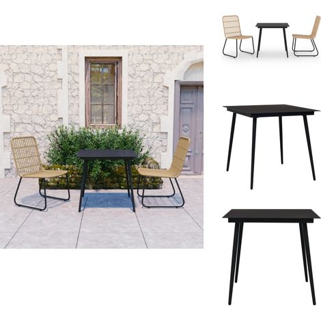 3-tlg. Garten-Essgruppe Poly Rattan und Glas - Gartenmöbel - Essgruppe - Outdoortisch - Terrasse Möbeln - Balkonmöbeln (1/5)