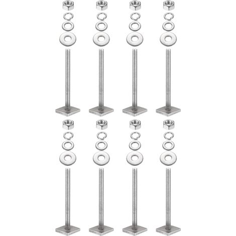 Boulons Fente T M6 x 65mm, 8 Ensemble Boulons Tête Carrée T pour Porte-Bagages Toit Boulons T Acier Inoxydable avec Écrous Rondelles pour Porte-Vélos Skis Kayaks (1/5)