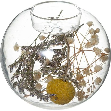 Teelichthalter, Trockenblumen im Glas, 2in1