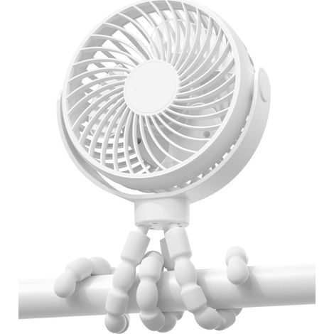 Ventilateur poussette 360° flexible rechargeable avec batterie intégrée, 3 vitesses de ventilation réglables, ventilateur portable pour bébé, lit bébé, bureau et usage quotidien domestique pratique, b (1/5)