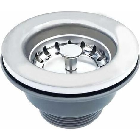 HOXILEELEOBonde D'évier sans Trop Plein Panier Inox ø 85 mm 1½", Acier Inoxydable + ABS, Bonde + Panier (1/5)