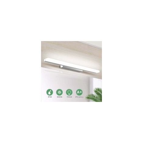 Lámpara LED para espejo de 40 cm, aplique de pared para baño, 700 lm, 8 W, 6000 K, IP44, moderna lámpara de pared blanca neutra para baño, sin interruptor.